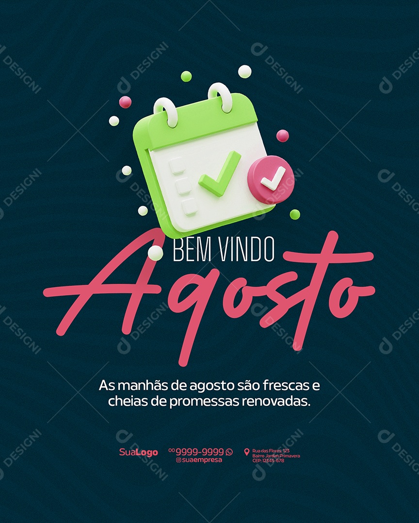 Bem Vindo Agosto Social Media PSD Editável