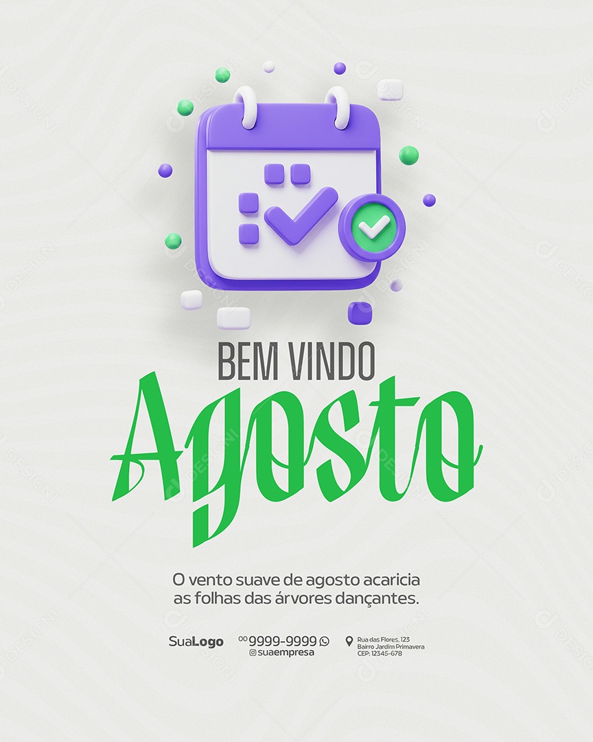 Bem Vindo Agosto Social Media PSD Editável