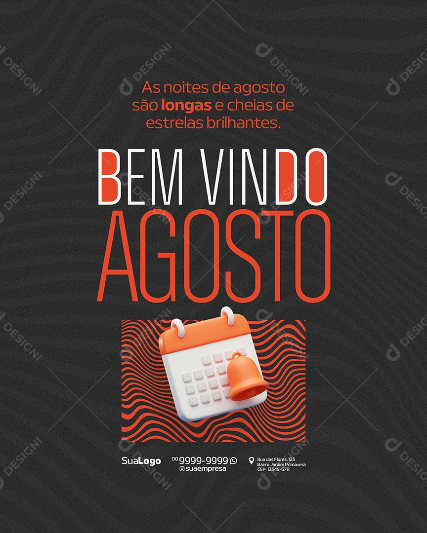 Bem Vindo Agosto Social Media PSD Editável