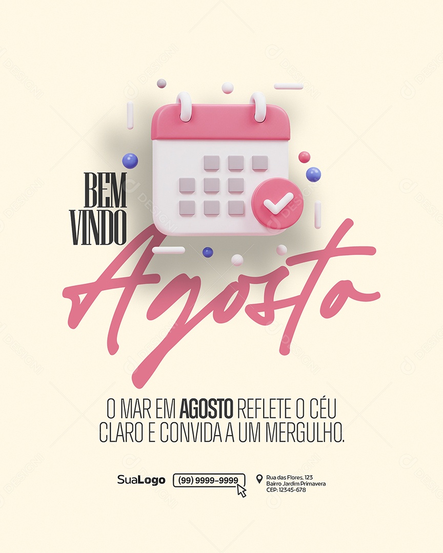 Bem Vindo Agosto Social Media PSD Editável