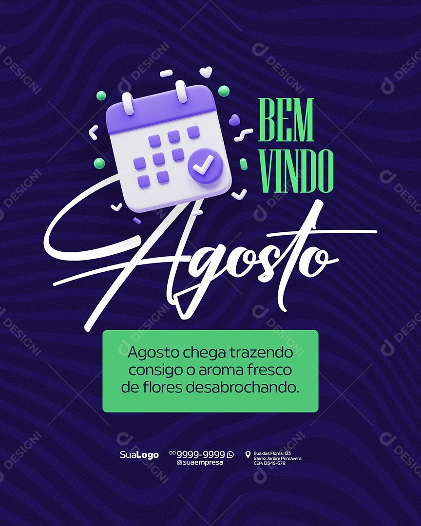 Bem Vindo Agosto Social Media PSD Editável