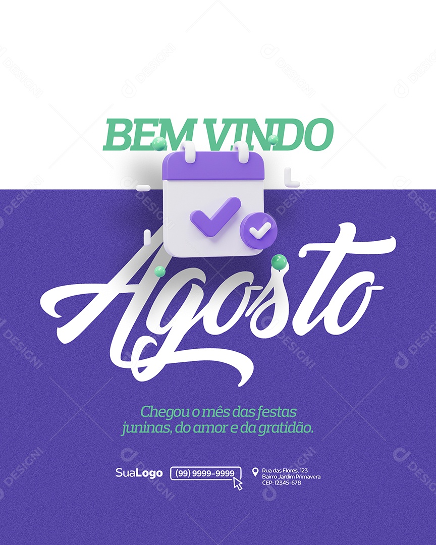 Bem Vindo Agosto Social Media PSD Editável