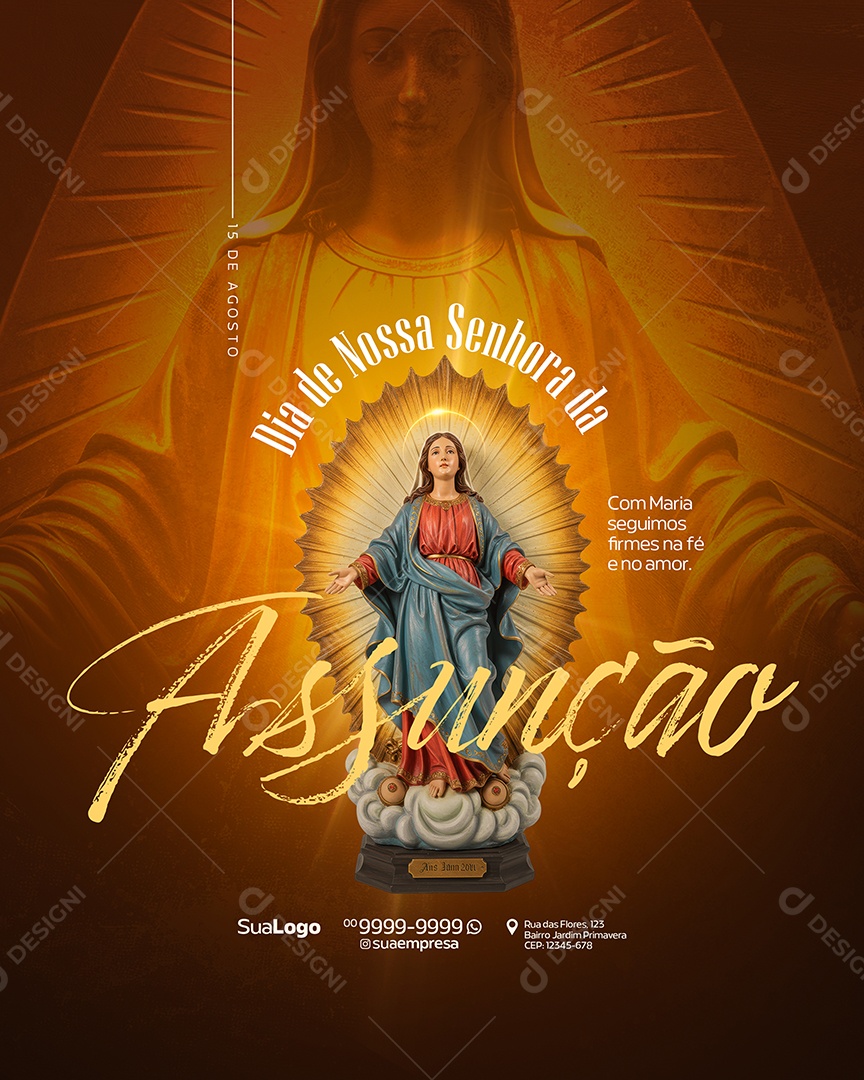 Dia de Nossa Senhora da Assunção Social Media PSD Editável