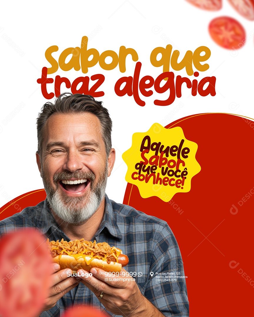 Hot Dog Sabor Que Traz Alegria Social Media PSD Editável