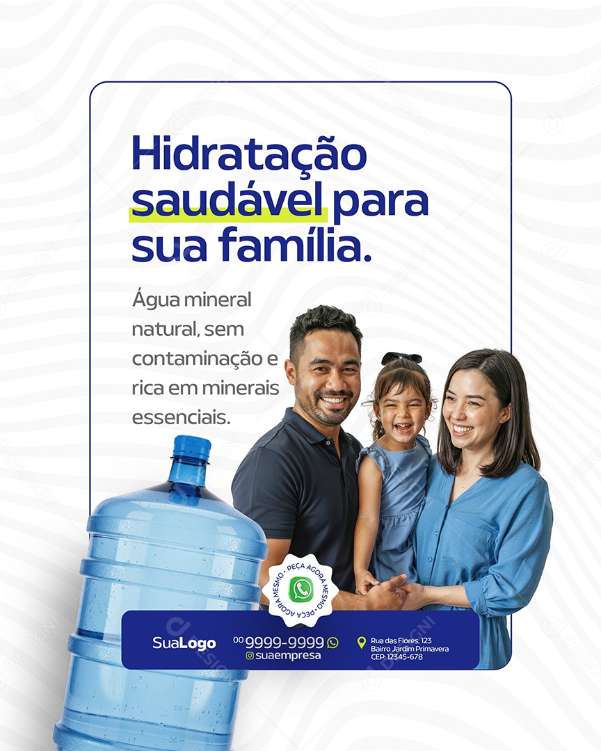 Água Mineral Hidratação Saudável Para Sua Família Social Media PSD Editável