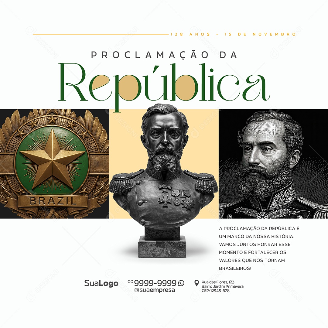 Proclamação Da República Do Brasil 15 De Novembro Social Media PSD Editável