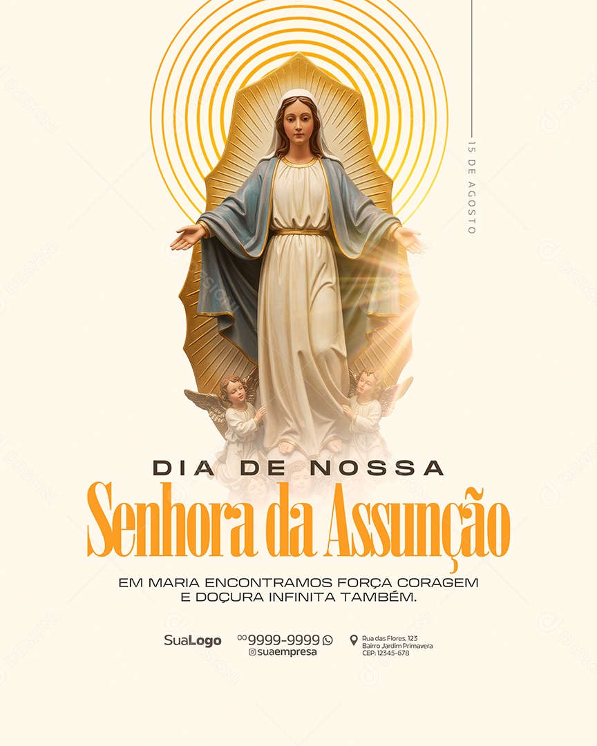 Dia de Nossa Senhora Assunção 15 de Agosto Social Media PSD Editável