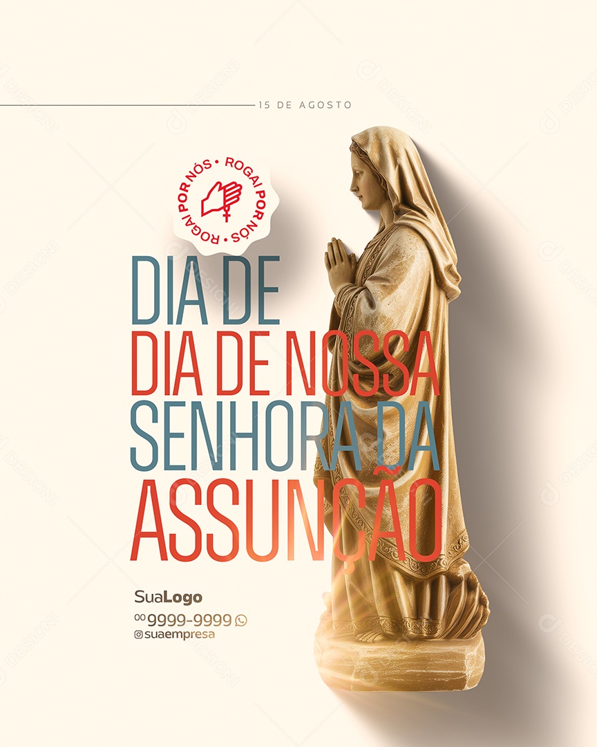 Dia de Nossa Senhora Assunção 15 de Agosto Social Media PSD Editável