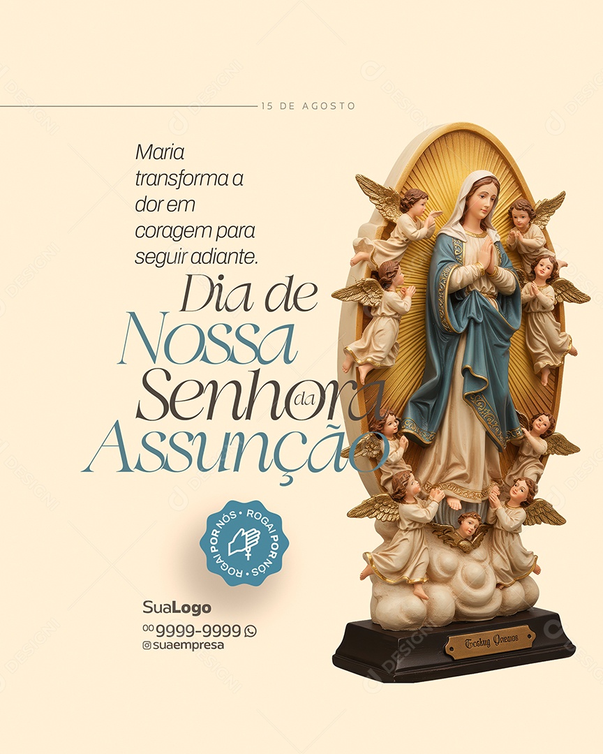 Dia de Nossa Senhora Assunção 15 de Agosto Social Media PSD Editável