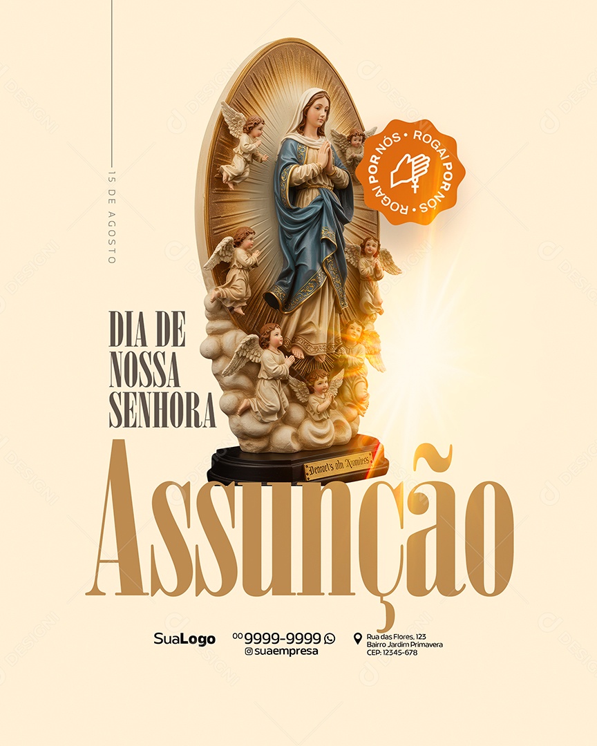 Dia de Nossa Senhora Assunção 15 de Agosto Social Media PSD Editável