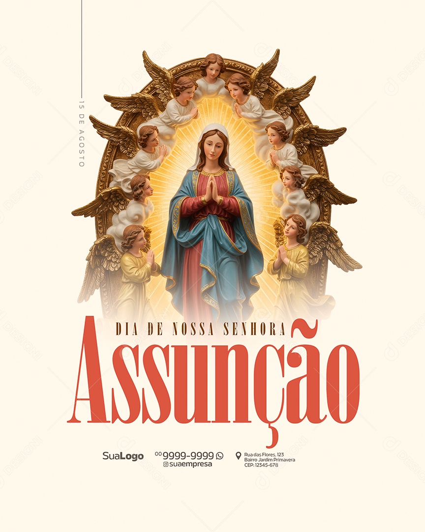Dia de Nossa Senhora Assunção 15 de Agosto Social Media PSD Editável