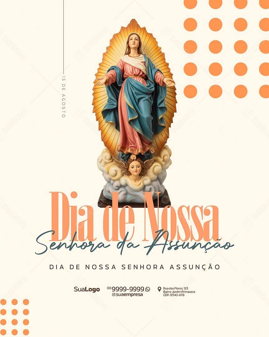 Dia de Nossa Senhora Assunção 15 de Agosto Social Media PSD Editável