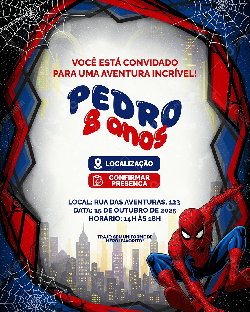 Convite Aniversário Você Está Convidado Para Uma Aventura Incrível Social Media PSD Editável