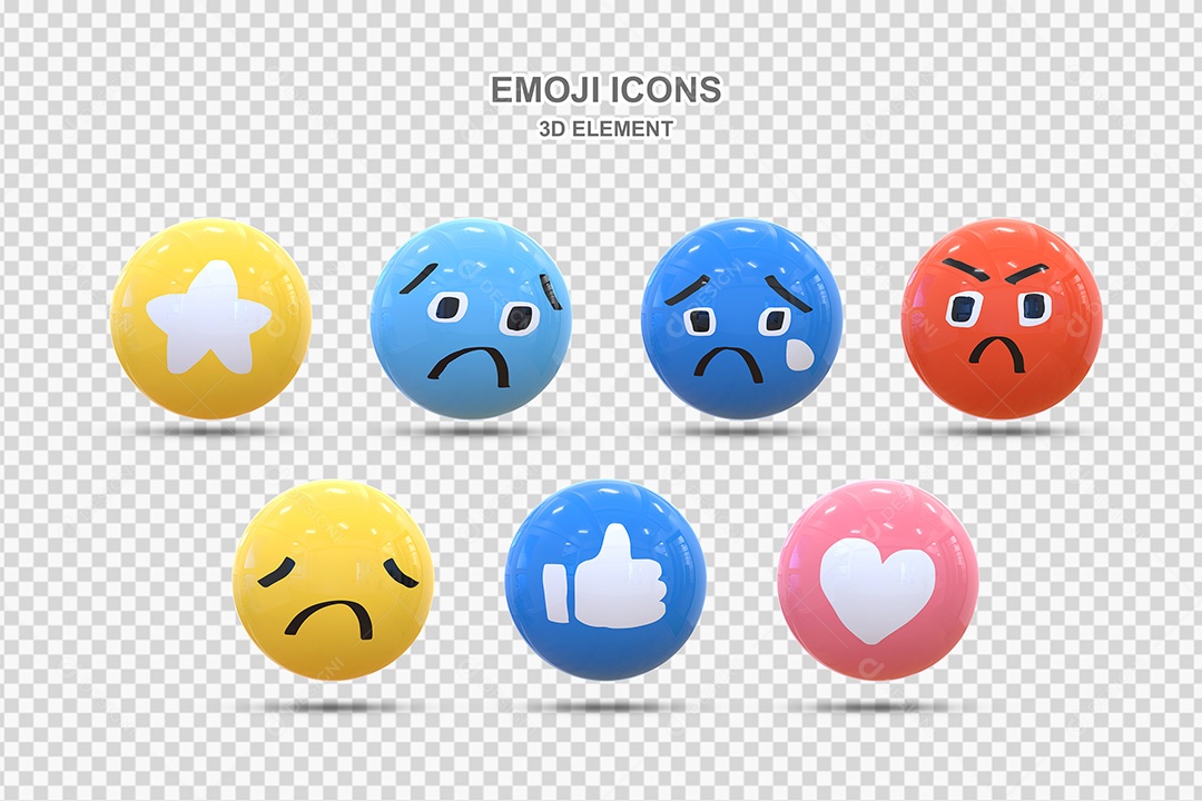 Elemento 3D Conjunto de Emojis de Frente Para Composição PSD