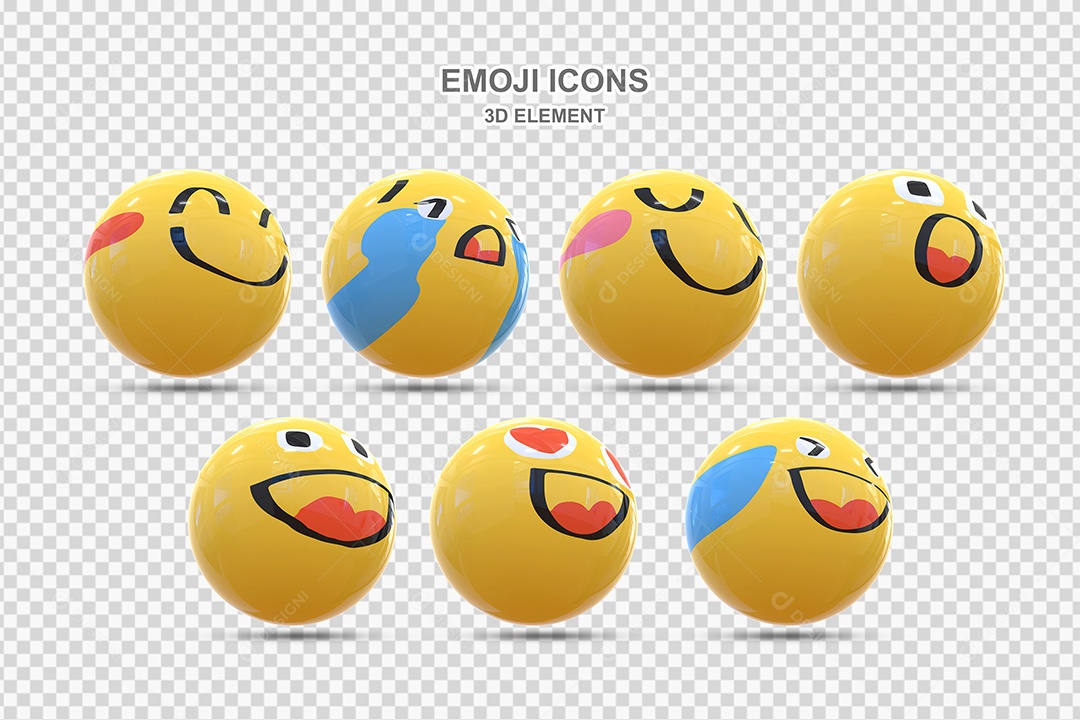 Elemento 3D Conjunto de Emojis de Lado Para Composição PSD