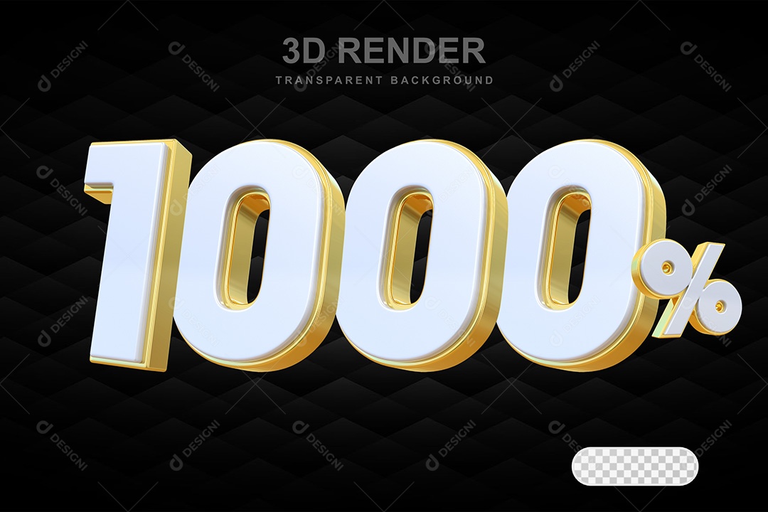 Elemento 3D Número 1000% Branco e Dourado Para Composição PSD