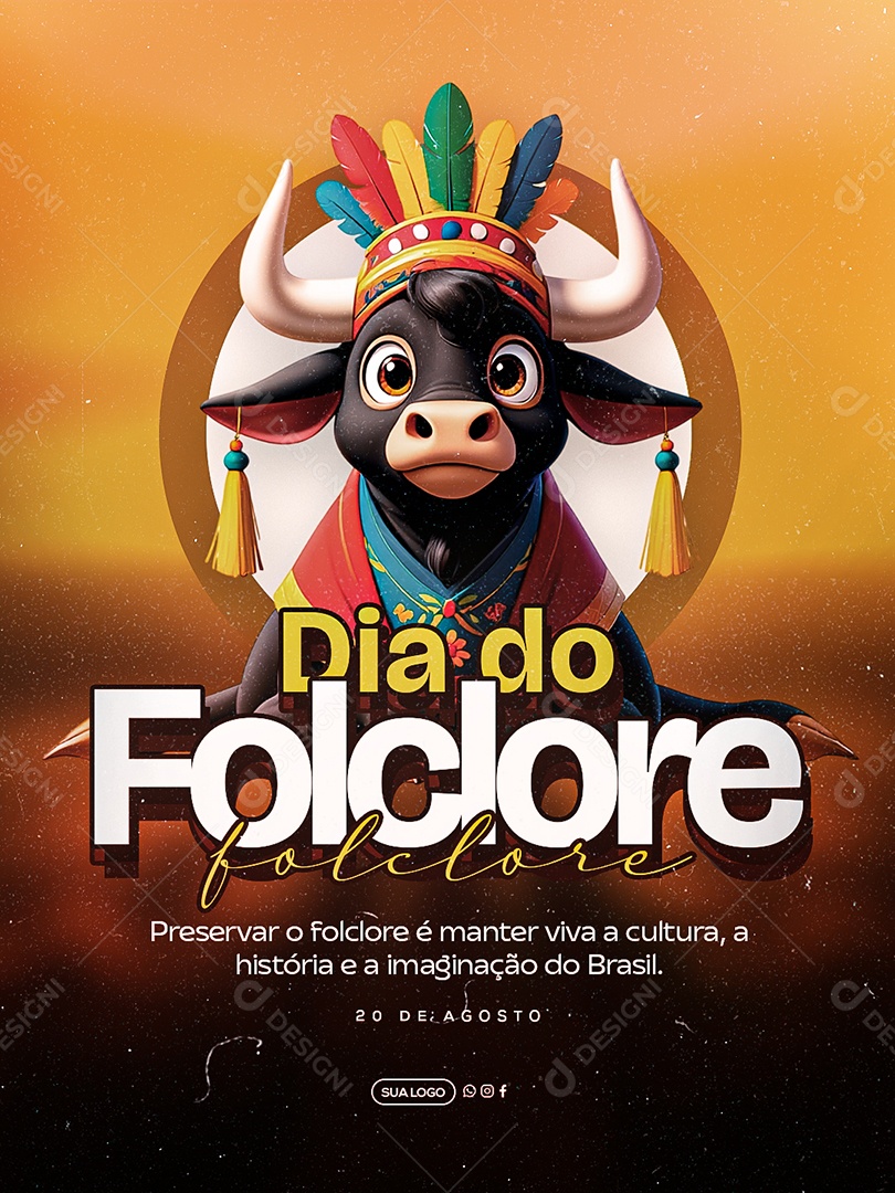 Dia do Folclore 22 de Agosto Social Media PSD Editável