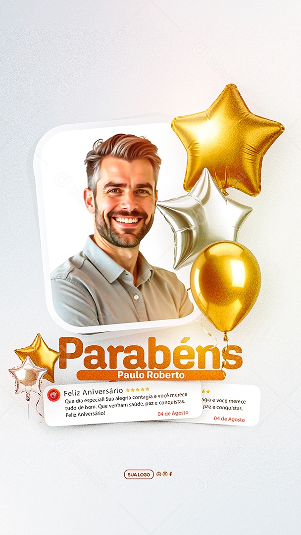 Story Feliz Aniversário Parabéns Paulo Roberto Social Media PSD Editável
