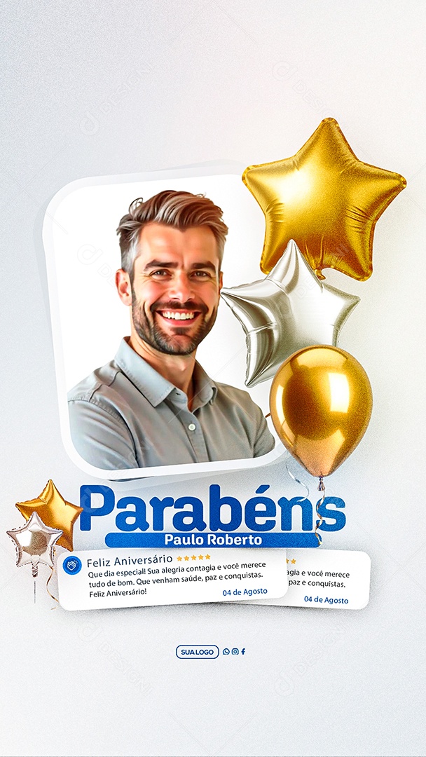 Story Feliz Aniversário Parabéns Paulo Roberto Social Media PSD Editável