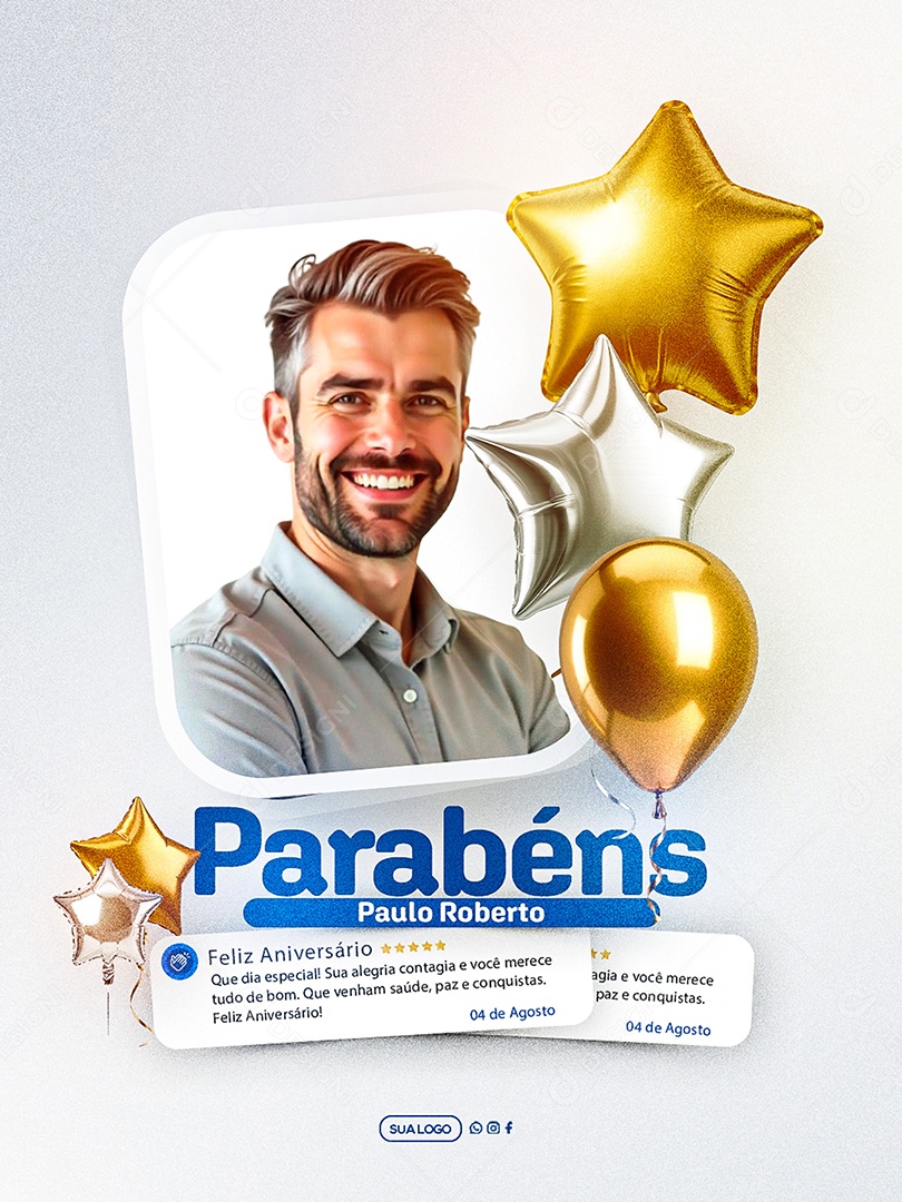 Feliz Aniversário Parabéns Paulo Roberto Social Media PSD Editável