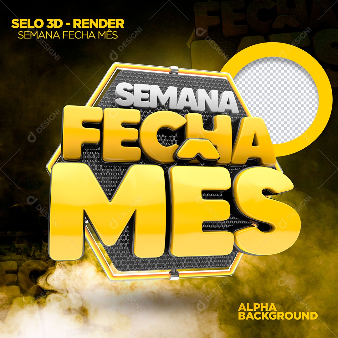 Semana Fecha Mês Selo 3D Para Composição PSD