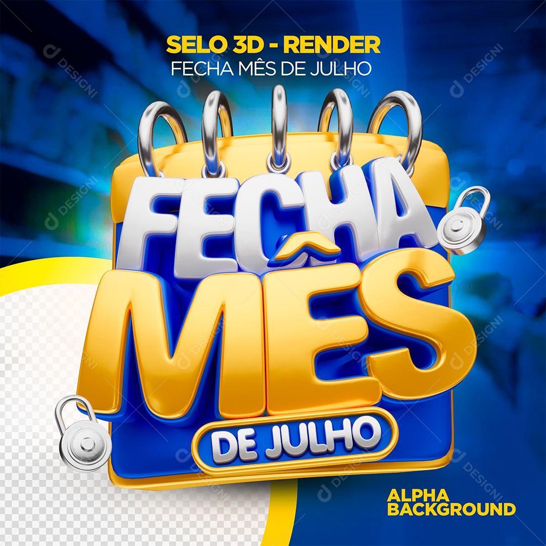 Fecha Mês De Julho  Selo 3D Para Composição PSD