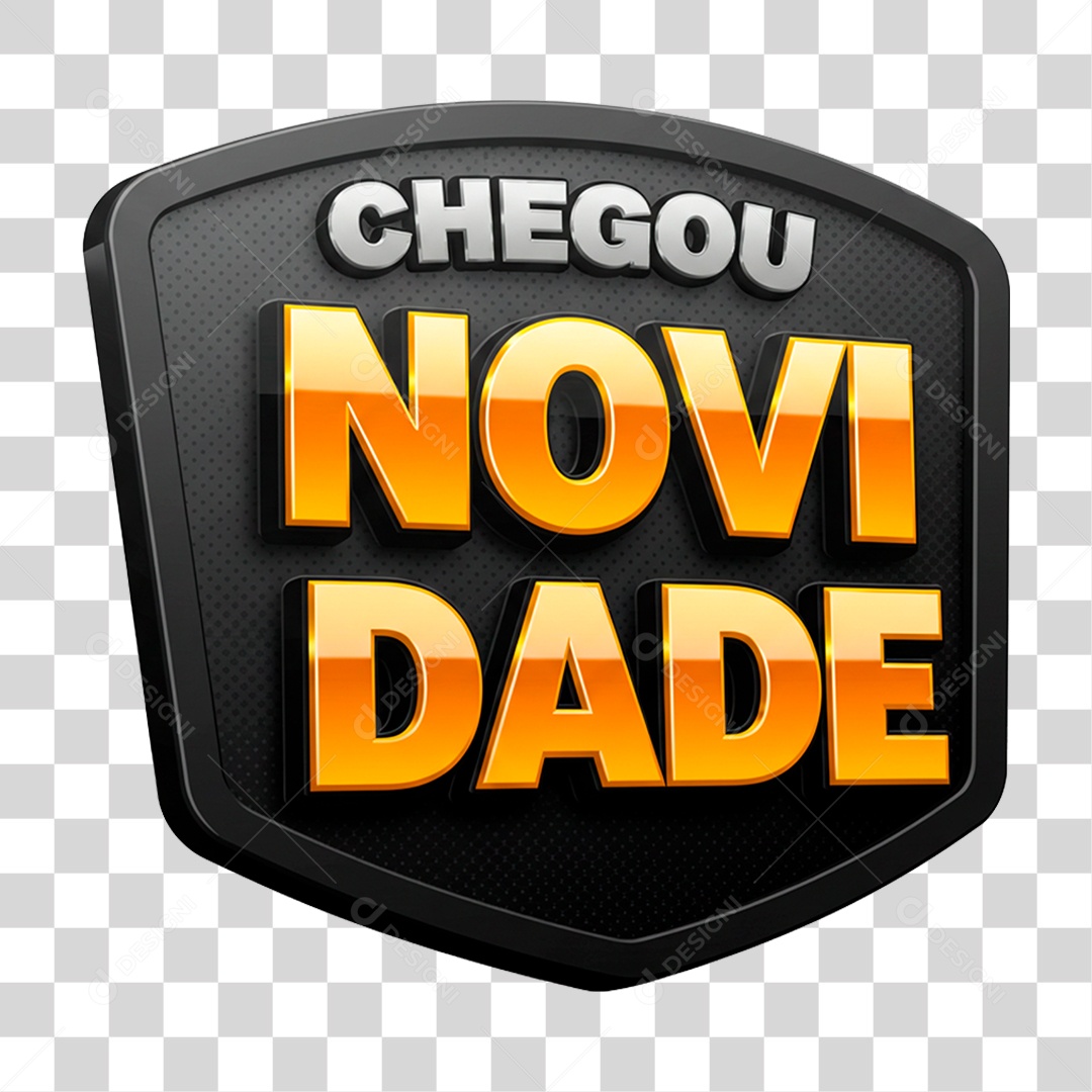 Selo 3D Chegou Novidade para Composição PNG Transparente