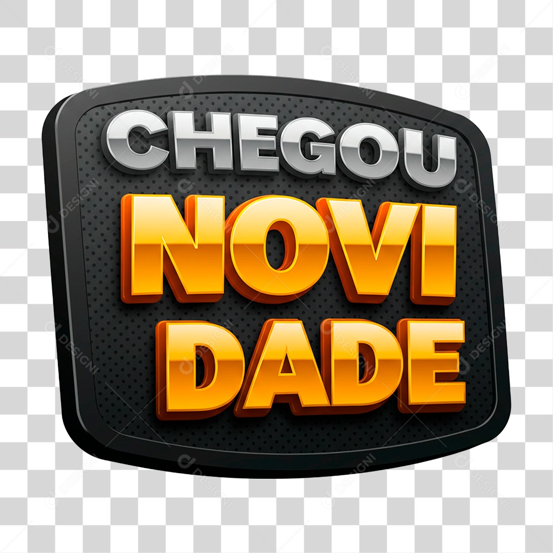 Selo 3D Chegou Novidade para Composição PNG Transparente