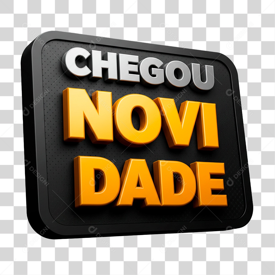 Selo 3D Chegou Novidade para Composição PNG Transparente