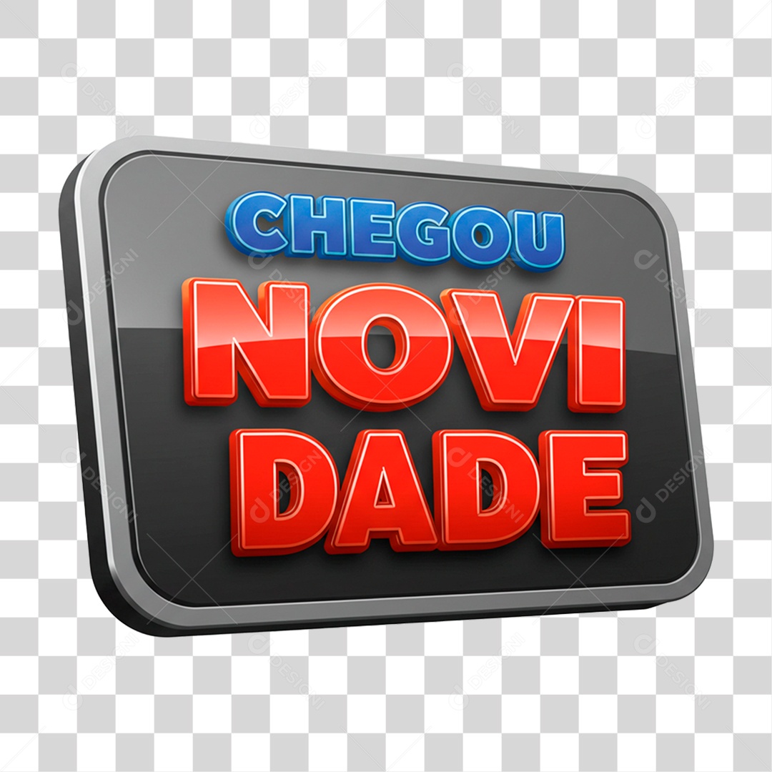 Selo 3D Chegou Novidade para Composição PNG Transparente