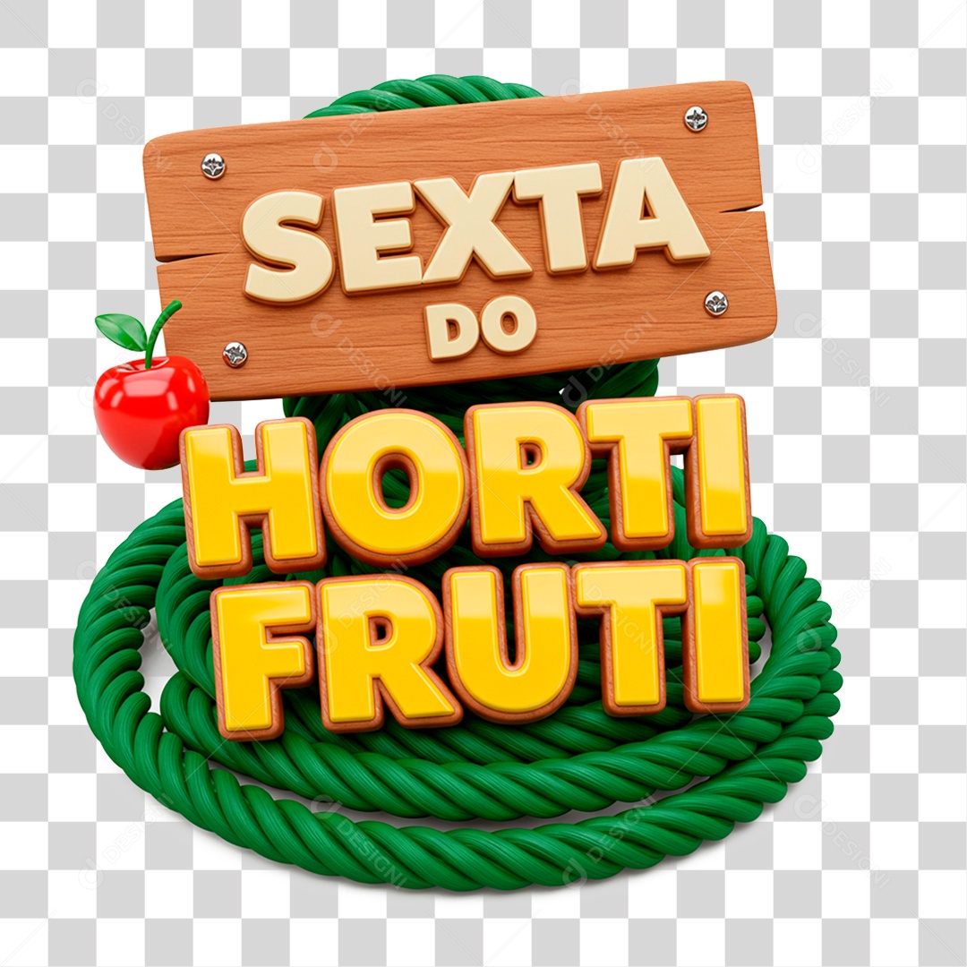 Selo 3D Sexta do Hortifrúti PNG Transparente