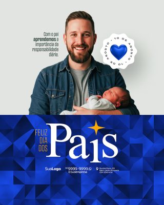 Feliz Dia dos Pais 10 de Agosto Social Media PSD Editável