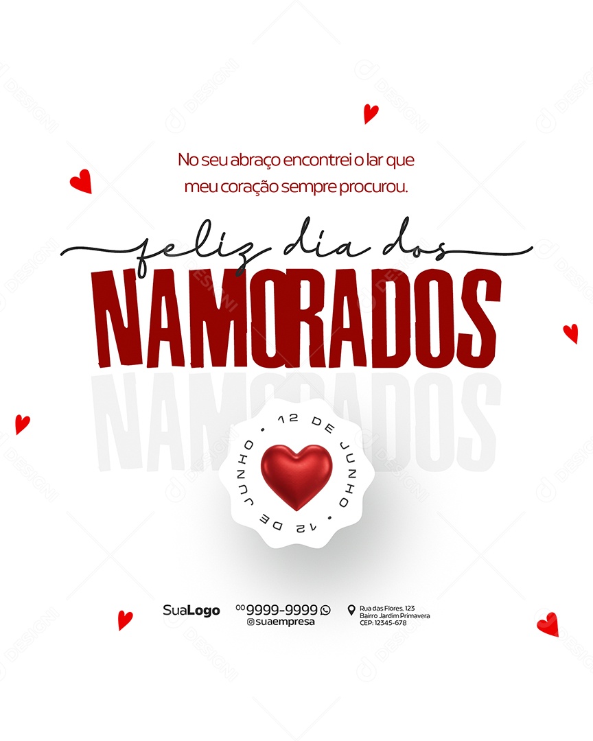 Feliz Dia Dos Namorados 12 de Junho Social Media PSD Editável
