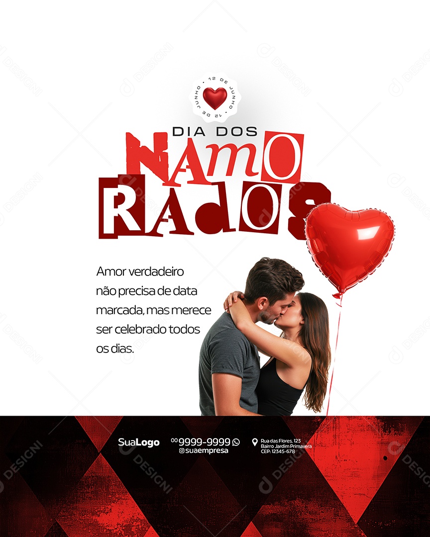 Feliz Dia Dos Namorados 12 de Junho Social Media PSD Editável