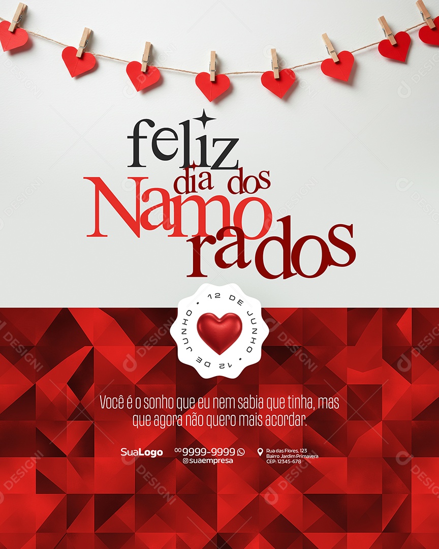 Feliz Dia Dos Namorados 12 de Junho Social Media PSD Editável