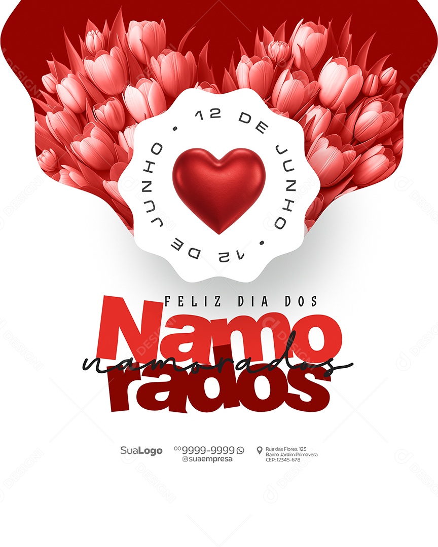 Feliz Dia Dos Namorados 12 de Junho Social Media PSD Editável