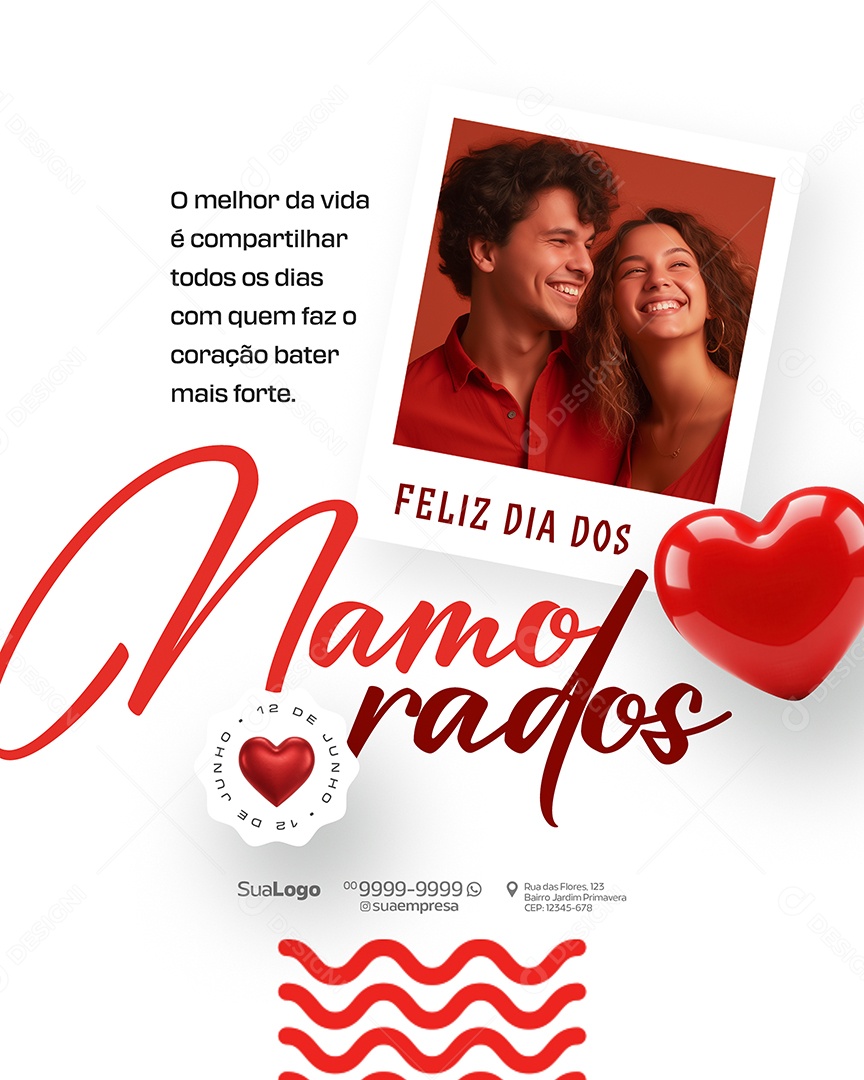 Feliz Dia Dos Namorados 12 de Junho Social Media PSD Editável