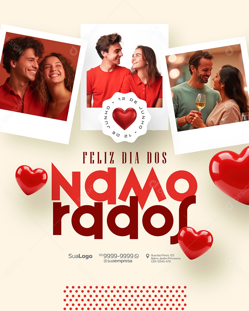 Feliz Dia Dos Namorados 12 de Junho Social Media PSD Editável