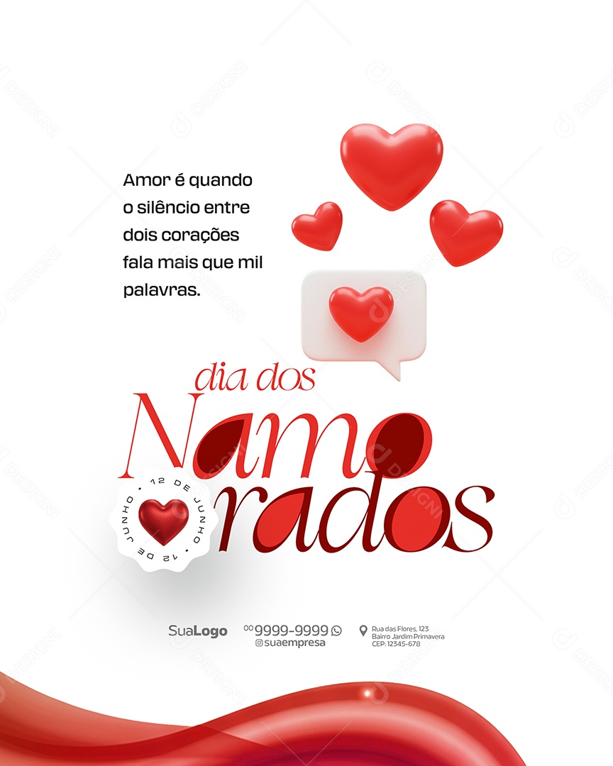 Feliz Dia Dos Namorados 12 de Junho Social Media PSD Editável