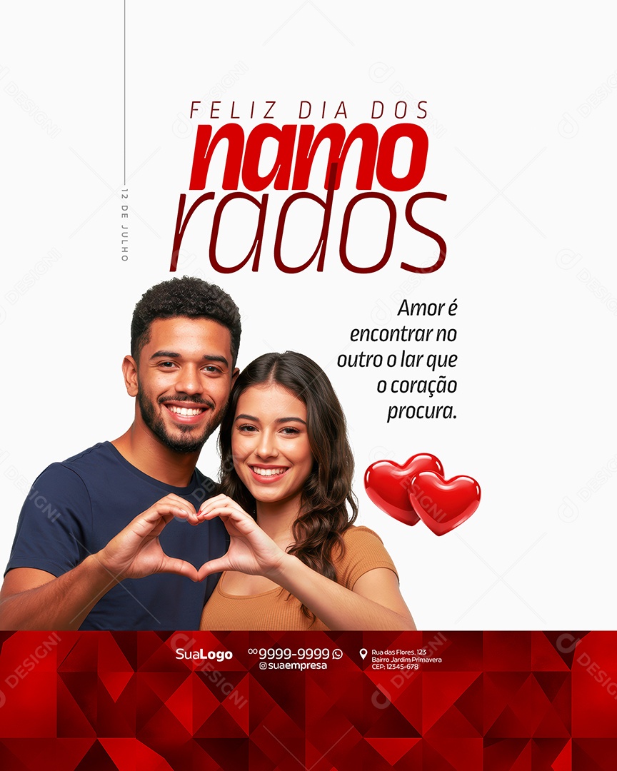 Feliz Dia Dos Namorados 12 de Junho Social Media PSD Editável