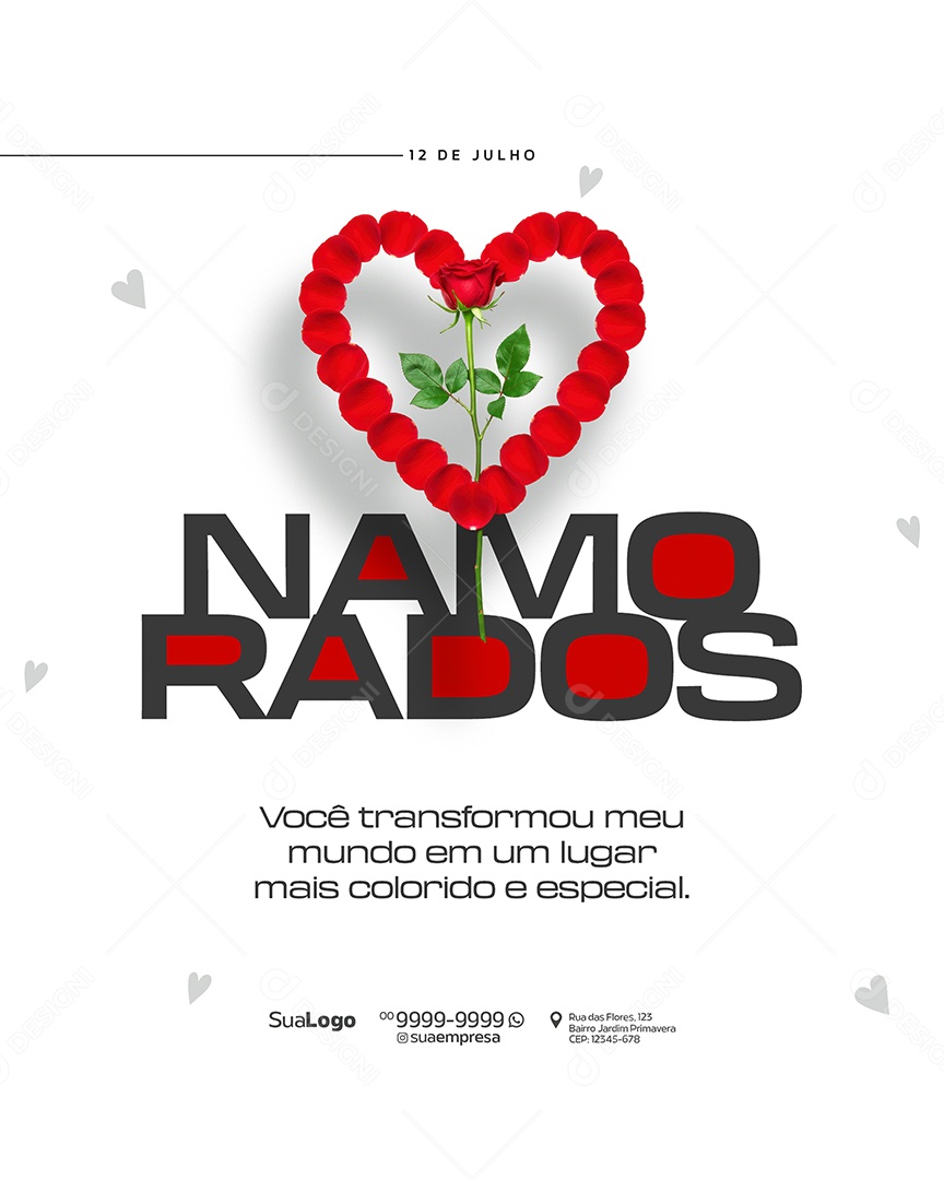 Feliz Dia Dos Namorados 12 de Junho Social Media PSD Editável