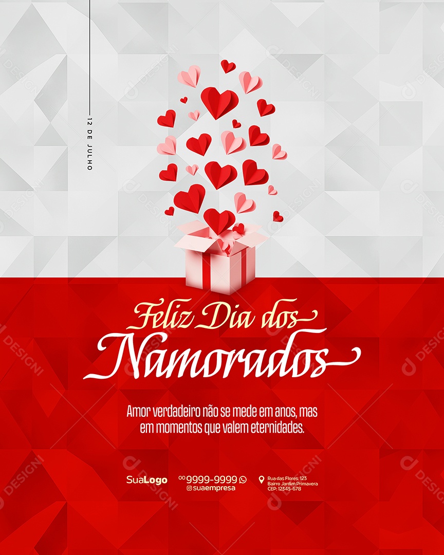 Feliz Dia Dos Namorados 12 de Junho Social Media PSD Editável