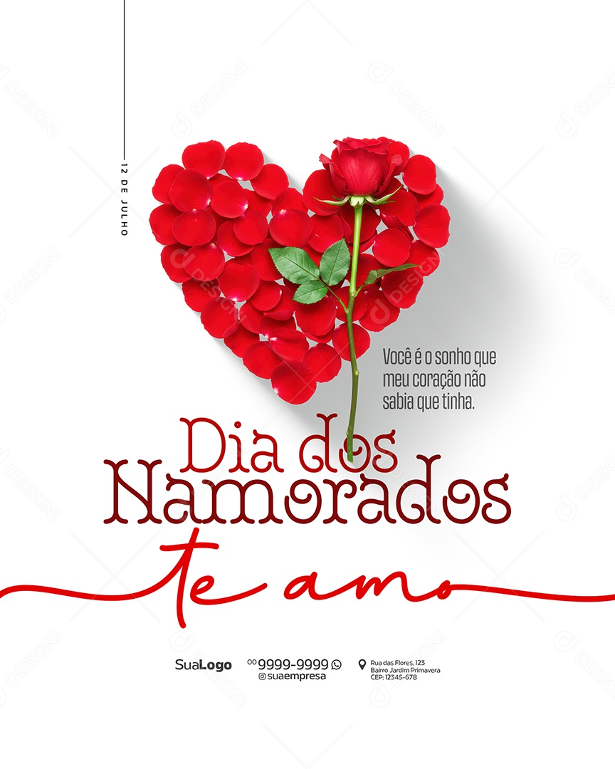 Feliz Dia Dos Namorados 12 de Junho Social Media PSD Editável