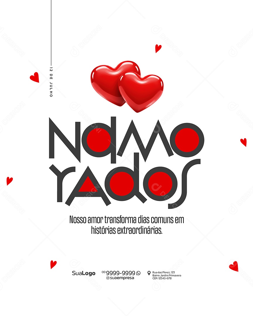 Feliz Dia Dos Namorados 12 de Junho Social Media PSD Editável