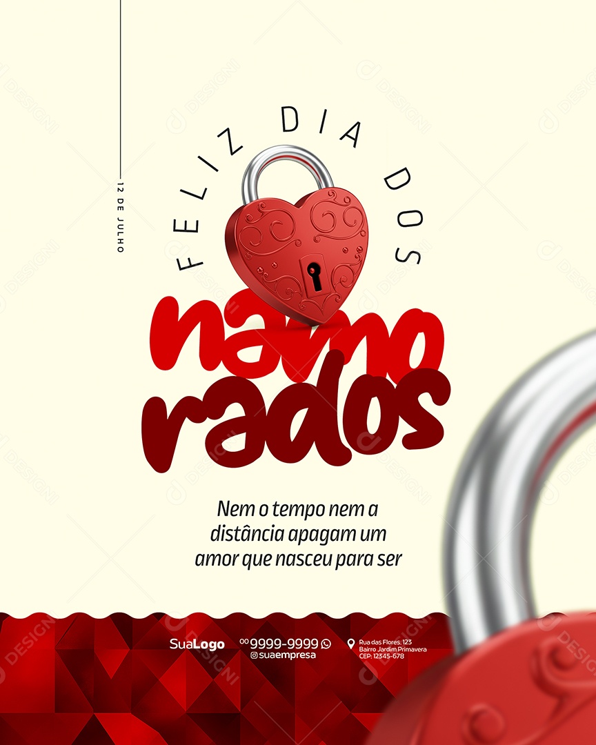 Feliz Dia Dos Namorados 12 de Junho Social Media PSD Editável