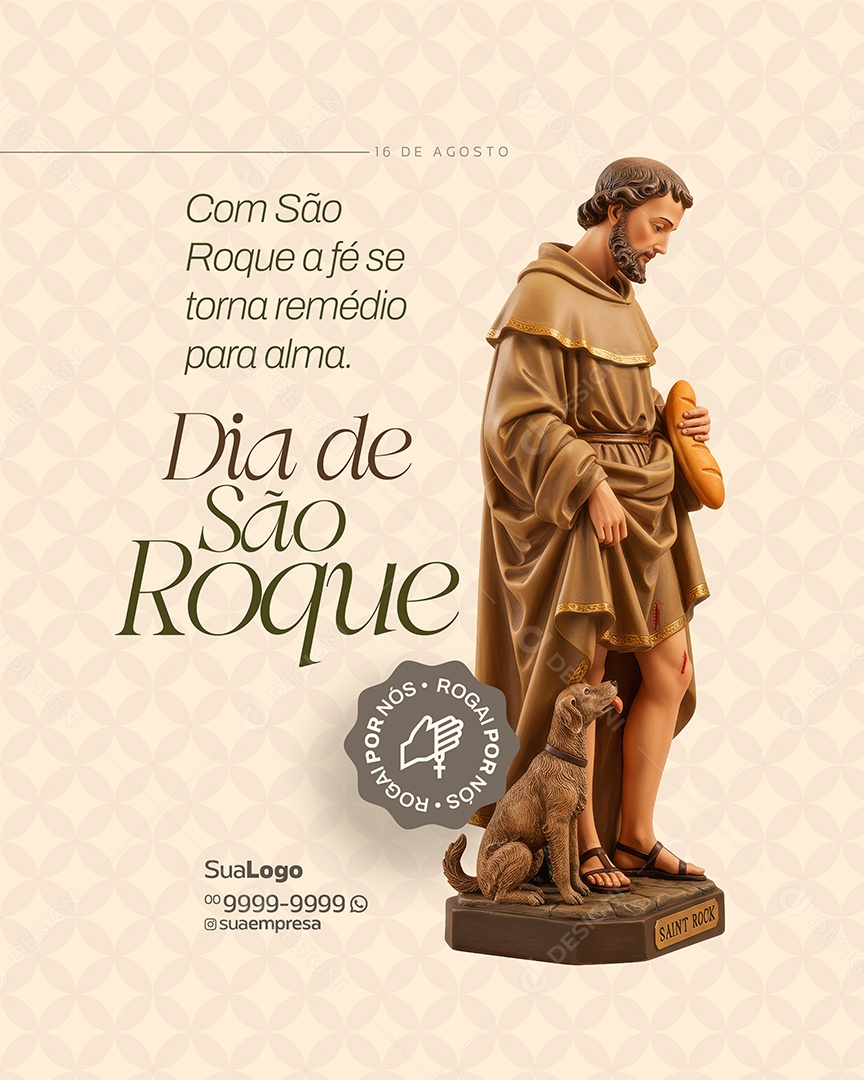 Dia de São Roque 16 de Agosto Social Media PSD Editável