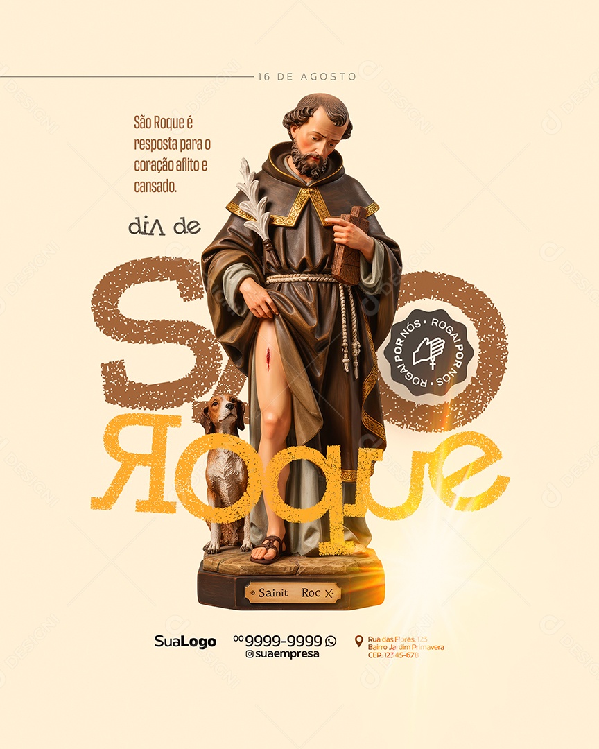 Dia de São Roque 16 de Agosto Social Media PSD Editável