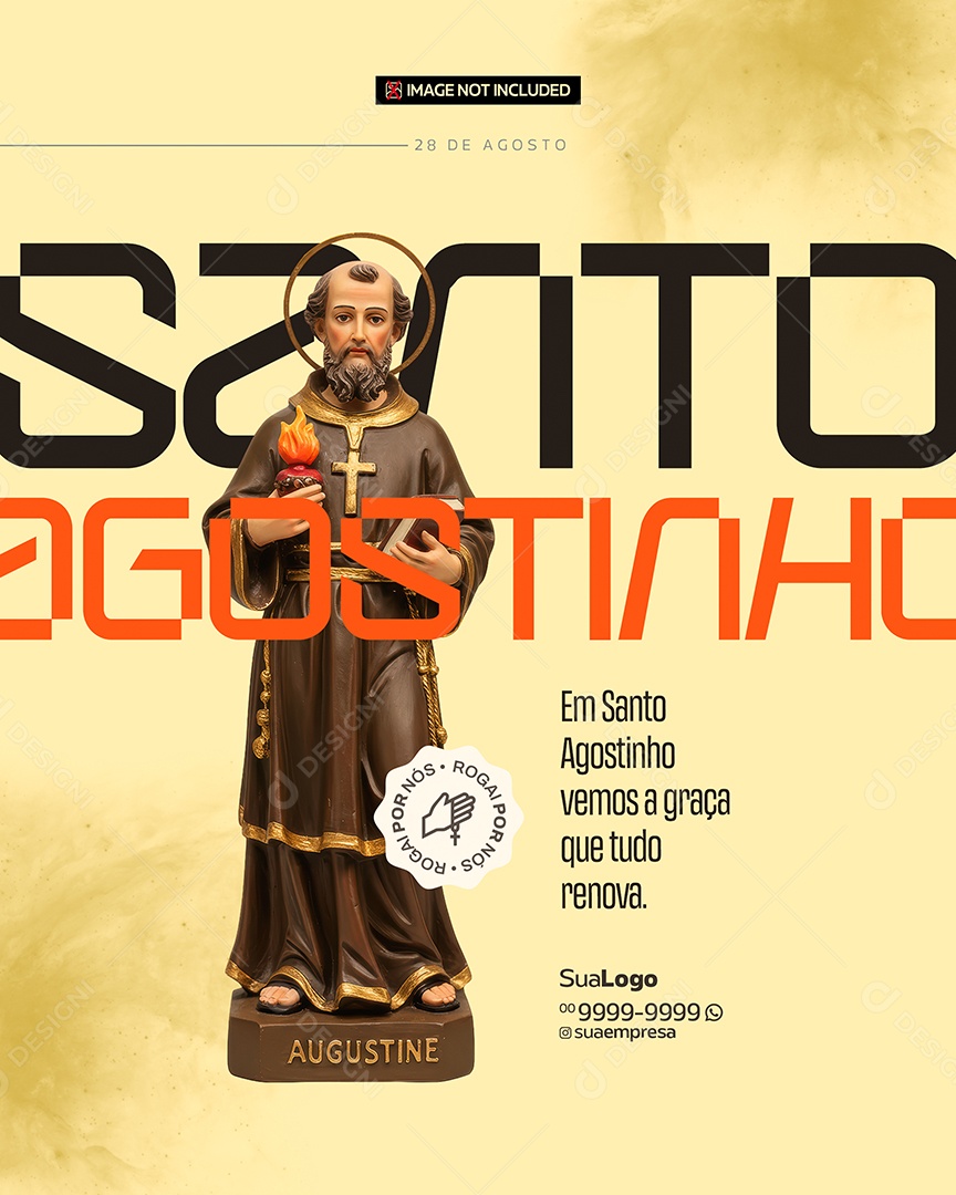 Dia de Santo Agostinho dia 28 de Agosto Social Media PSD Editável