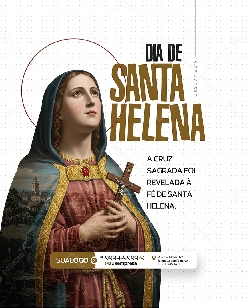 Dia de Santa Helena 18 de Agosto Social Media PSD Editável