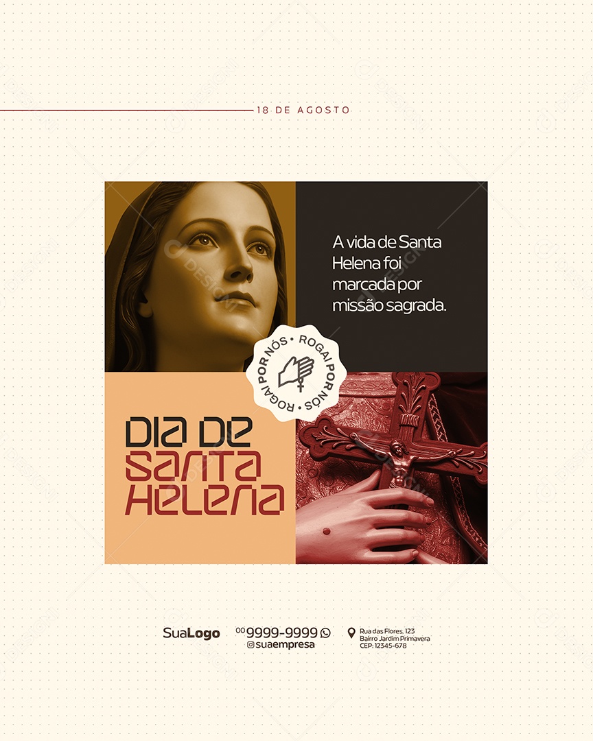 Dia de Santa Helena 18 de Agosto Social Media PSD Editável
